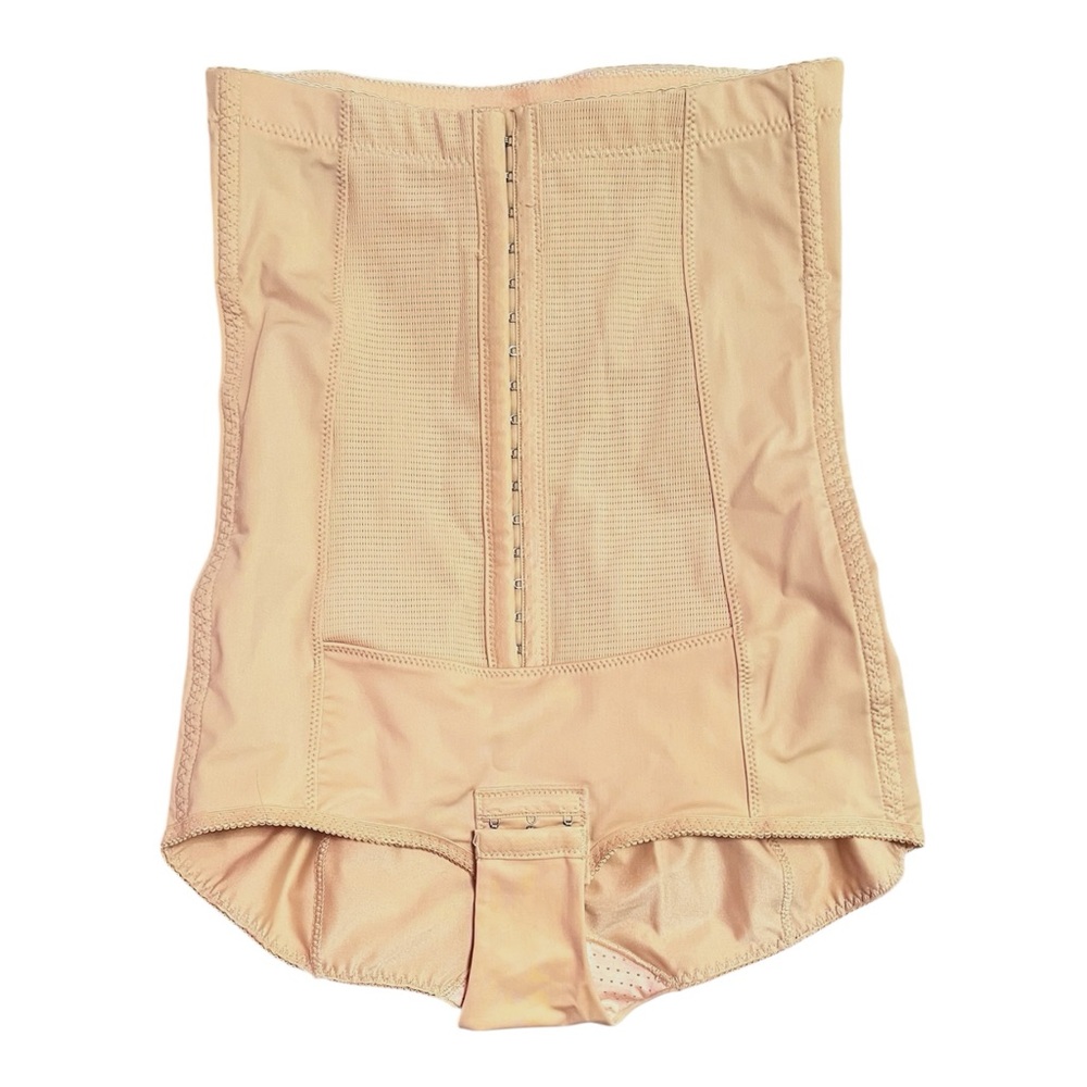 High-Waist Under Bust Eye And Hook Nude Shapewear Brief Bodysuit